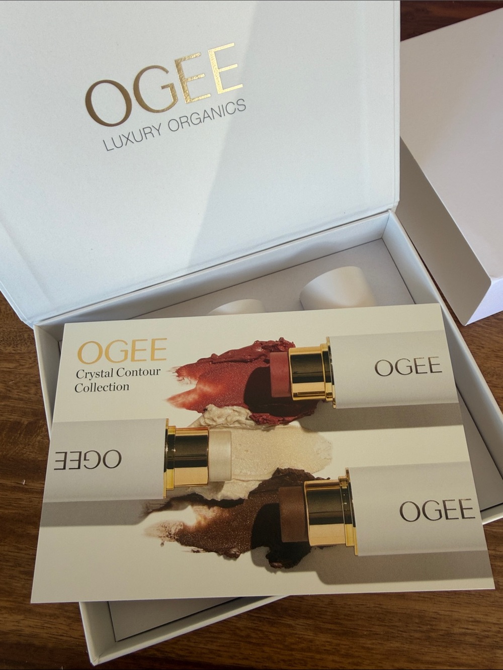 Brand New OGEE Crystal Contour Collection Trio — Rose Pink, Cream & Copper Brown